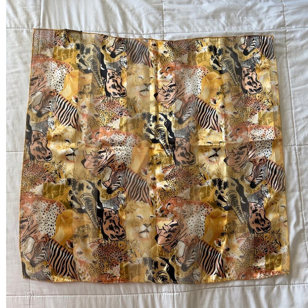 Into Africa Animal Safari Theme Fashion Neck Scarf Elephant Zebra Lion Leopard